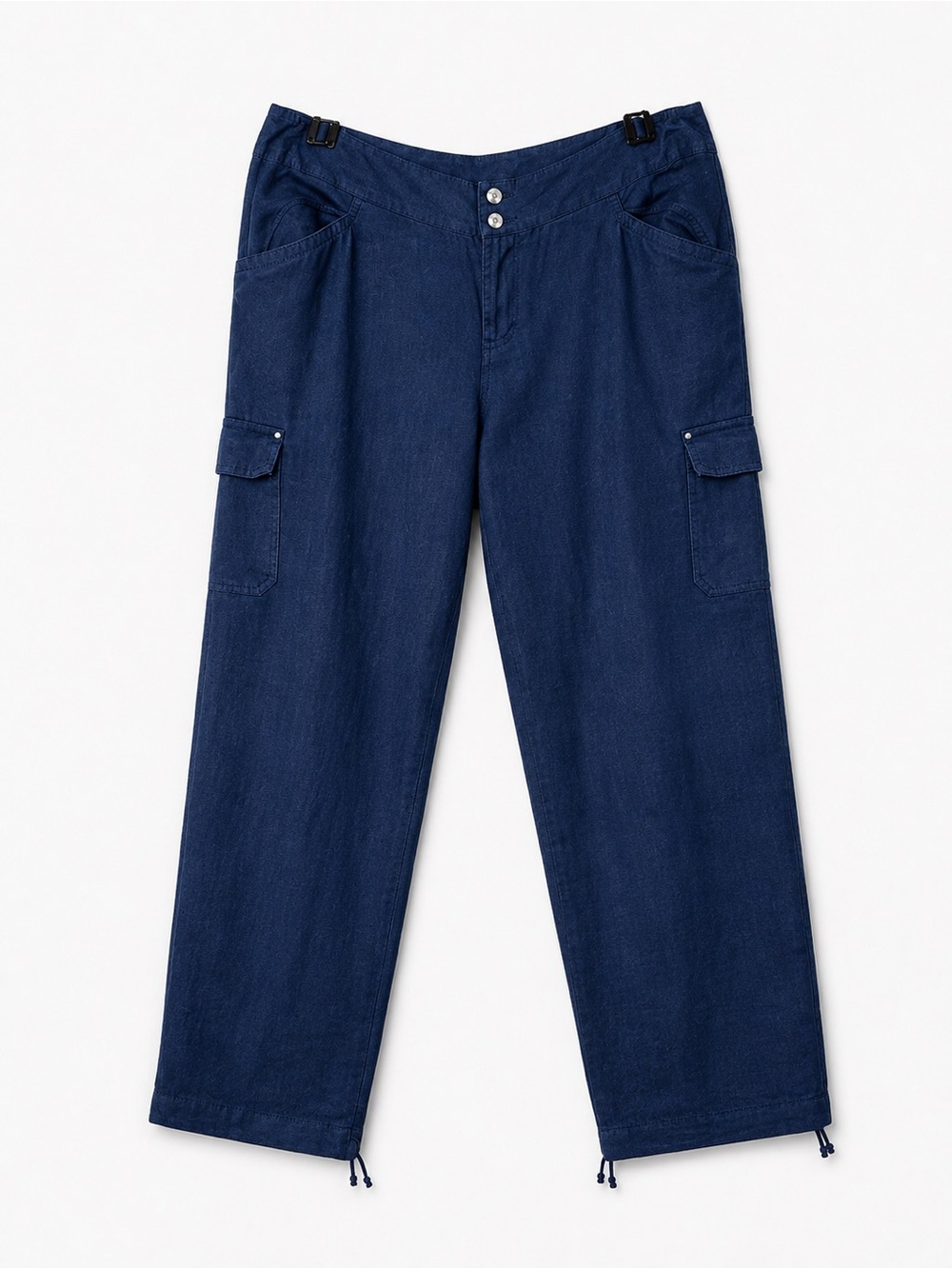 INC Wide Leg 100% Linen Pants Size 16W Beachy‎ Bohemian Lagom Minimalist Blue